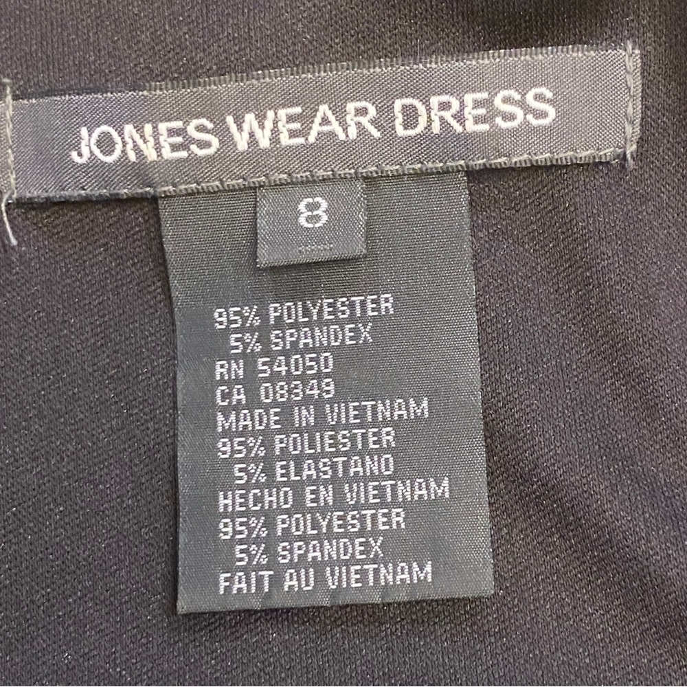 Jones Wear Dress Halter Midi Ruched Fit & Flare Slimming Black Cream Size 8 - Picture 7 of 9